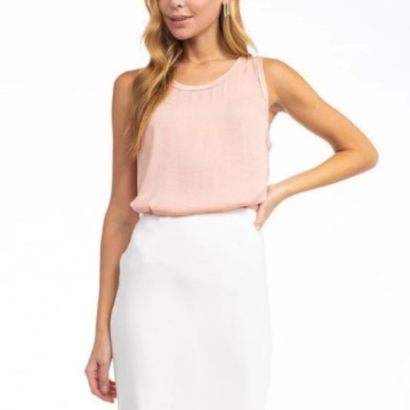 Bright Pink Scoop Neck Tank Top Split Hem - Picture 2 of 4